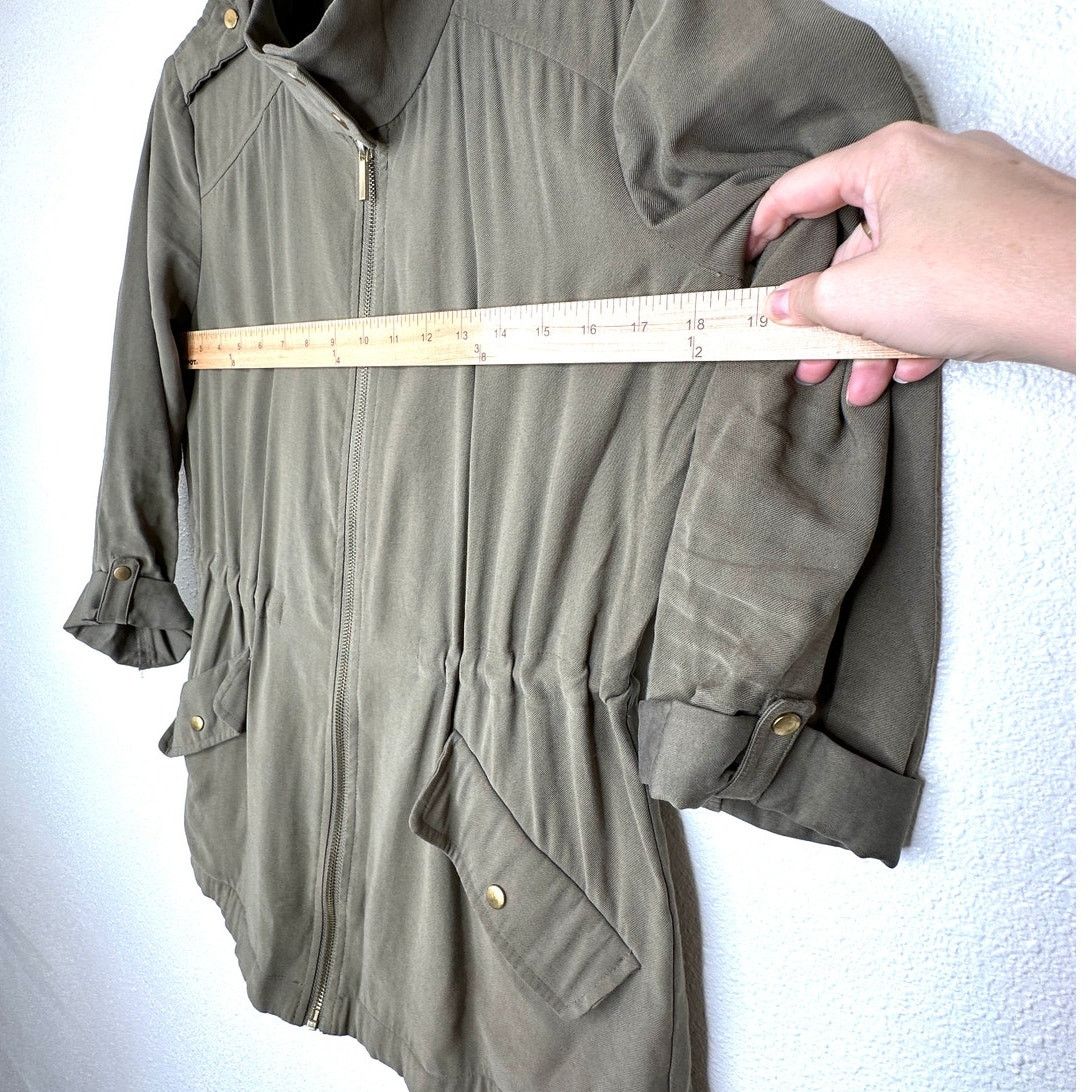 Zara Zara Green 3/4 Cuff Sleeve Collared Cinch Waist Jacket XS Size XS / US 0-2 / IT 36-38 - 12 Thumbnail
