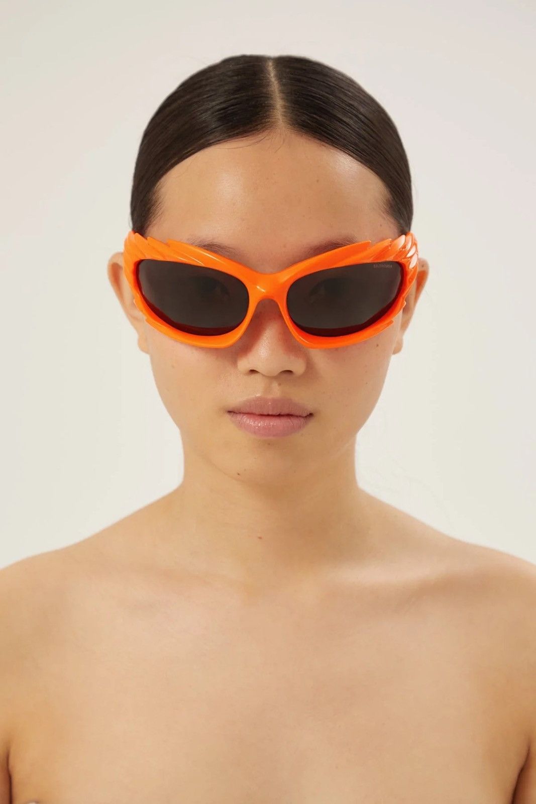 image of New Balenciaga Bb0255S 005 Orange Grey Unisex Sunglasses, Women's