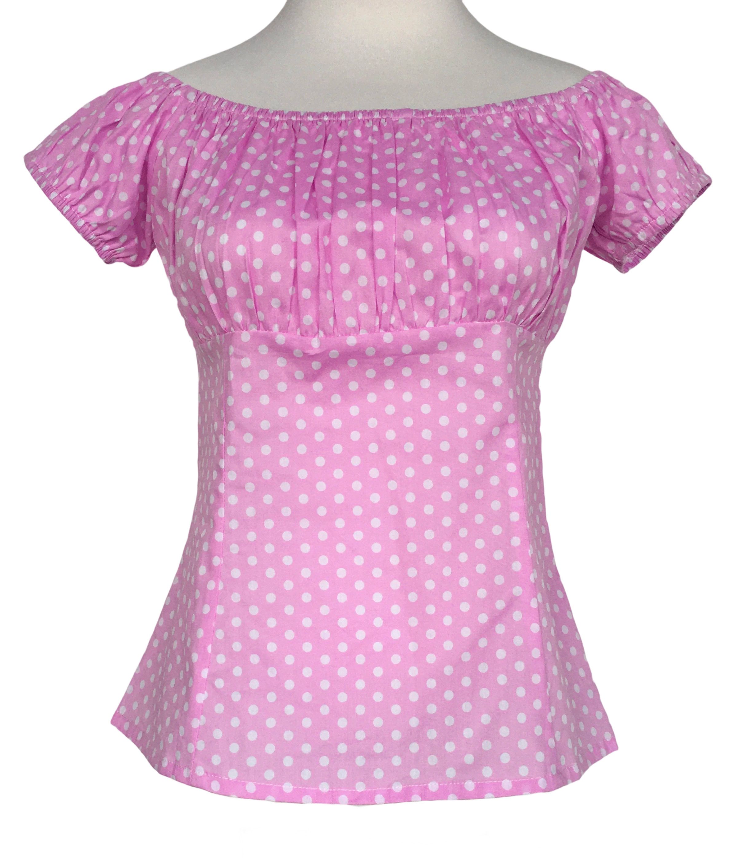 Other Vintage Polka Dots Blouses Cotton Tops Women (pink white) Size XL / US 12-14 / IT 48-50 - 1 Thumbnail