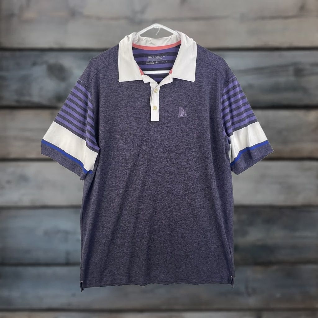 Nike Nike Polo Shirt Men Large Purple Golf Tour Performance Dri Fit Embroidered Striped Athletic Short Sleeve Size US L / EU 52-54 / 3 - 1 Thumbnail