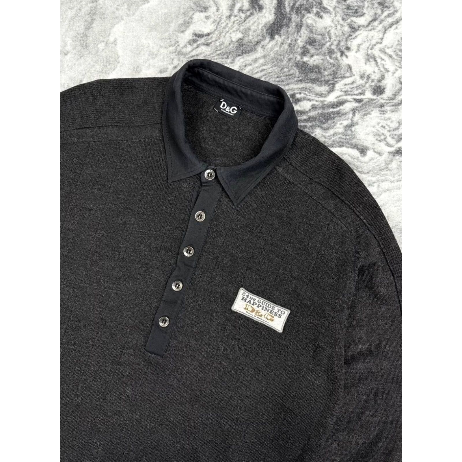 Dolce & Gabbana Dolce&Gabbana Wool Long Sleeve Polo Sweater Men M Gray Size US M / EU 48-50 / 2 - 2 Thumbnail
