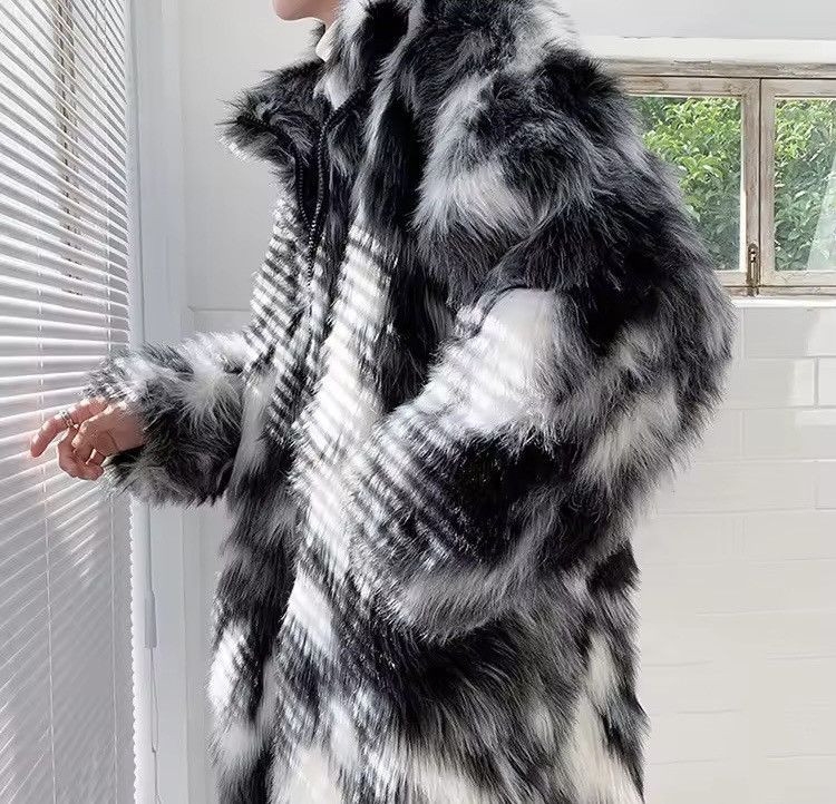 Other Streetwear Designer Fur Winter Striped Midi Coat Size US L / EU 52-54 / 3 - 5 Thumbnail