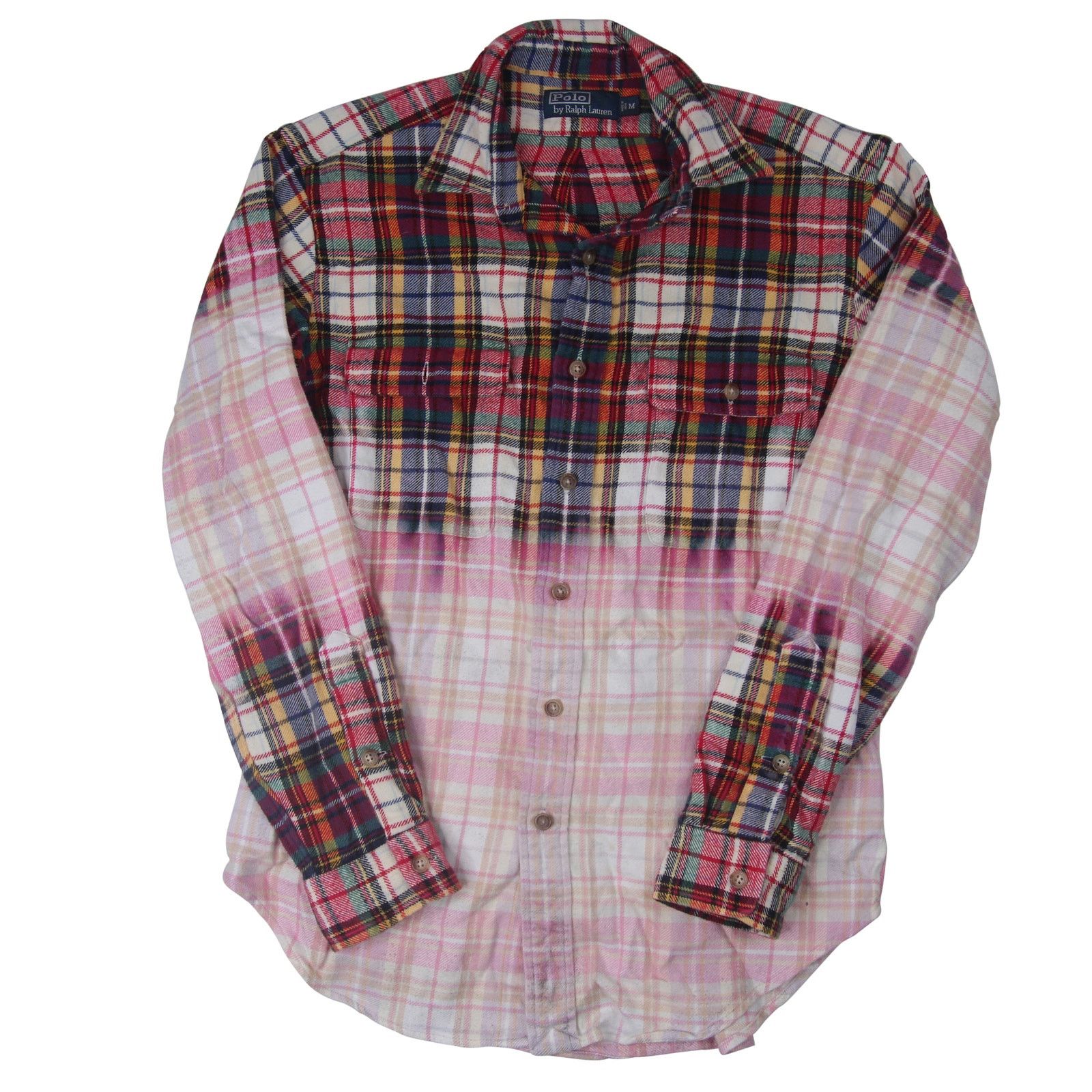 Polo Ralph Lauren × Vintage Vintage Polo Ralph Lauren Ombre Faded Plaid Flannel Shirt Size US M / EU 48-50 / 2 - 1 Thumbnail