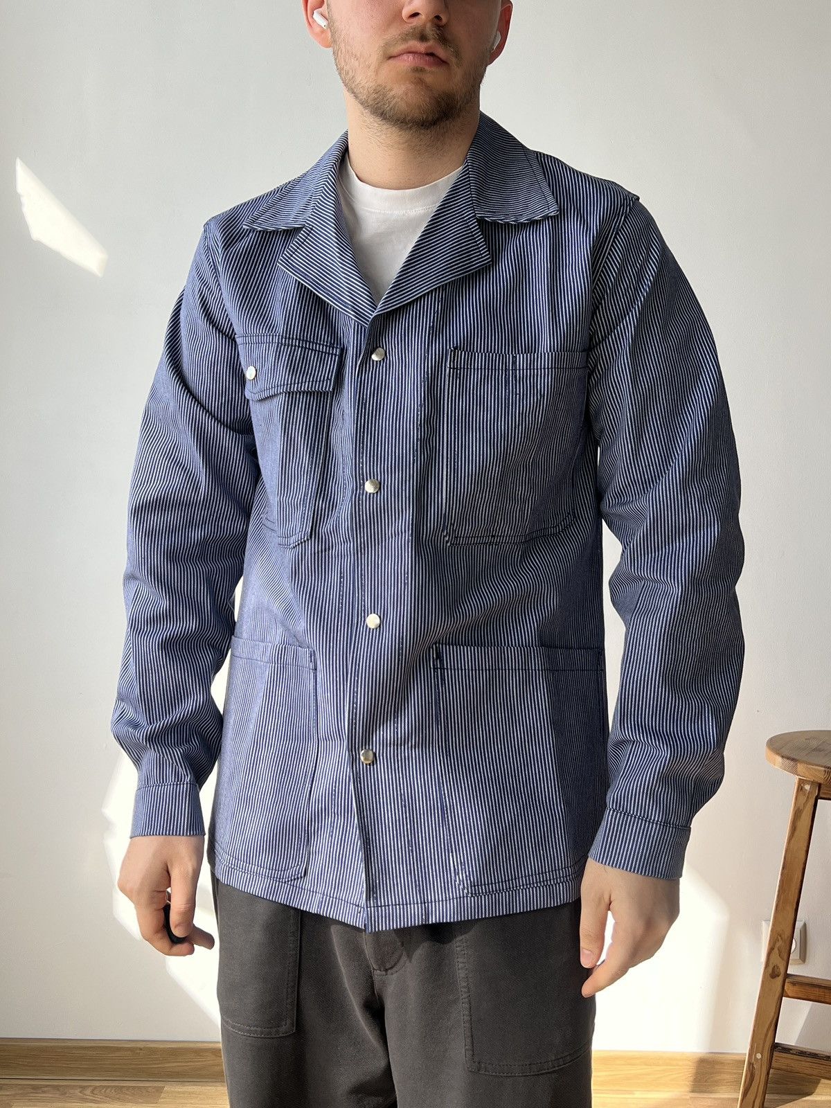 Other Vintage PEBO Swiss Workwear 80s Chore Jacket Blue sz 46 S-M Size US S / EU 44-46 / 1 - 2 Thumbnail