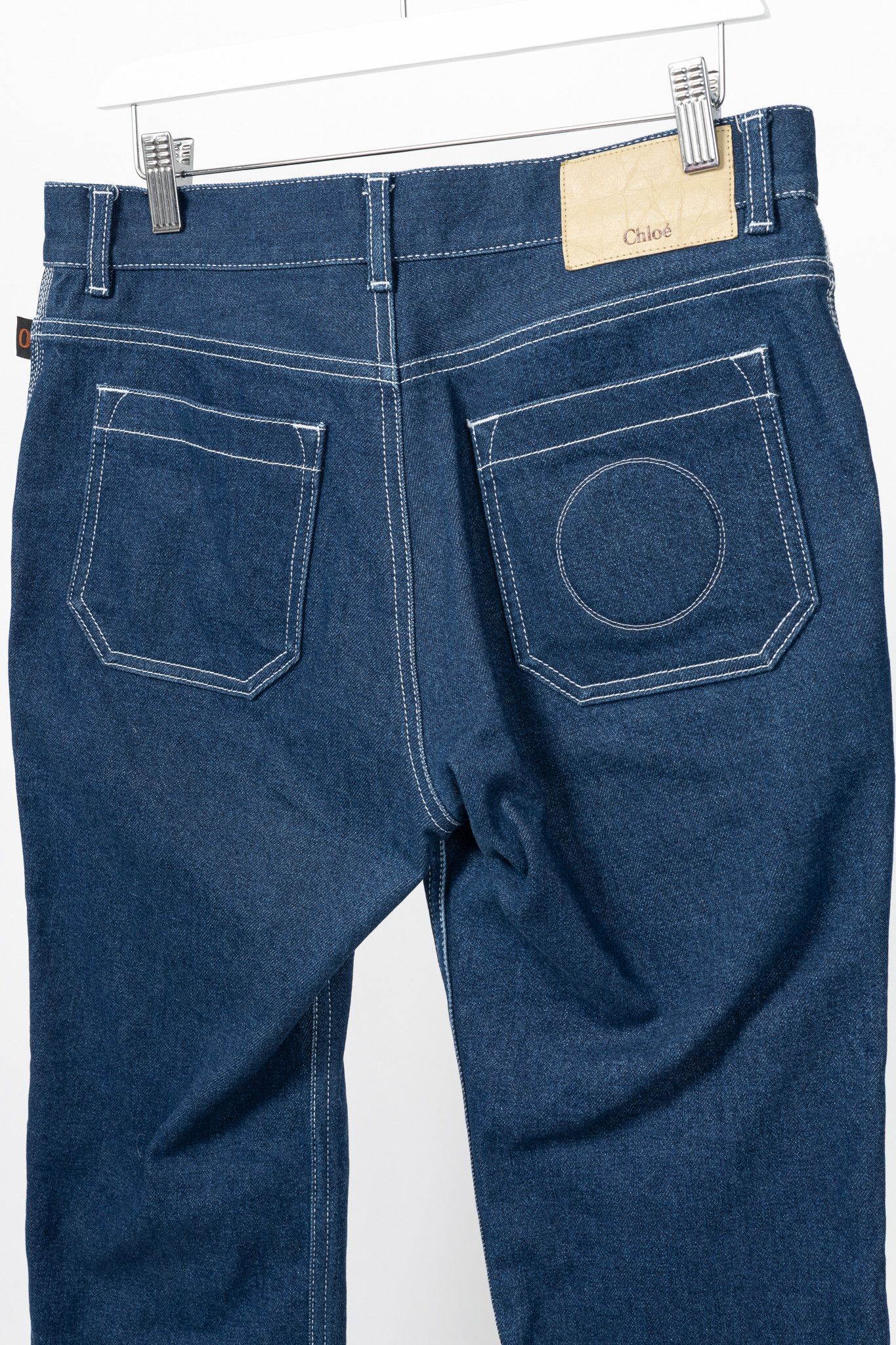Chloe Chloe SS18 Runway Cotton Denim Cropped Circle-Stitch Jeans Size 28" / US 6 / IT 42 - 6 Thumbnail