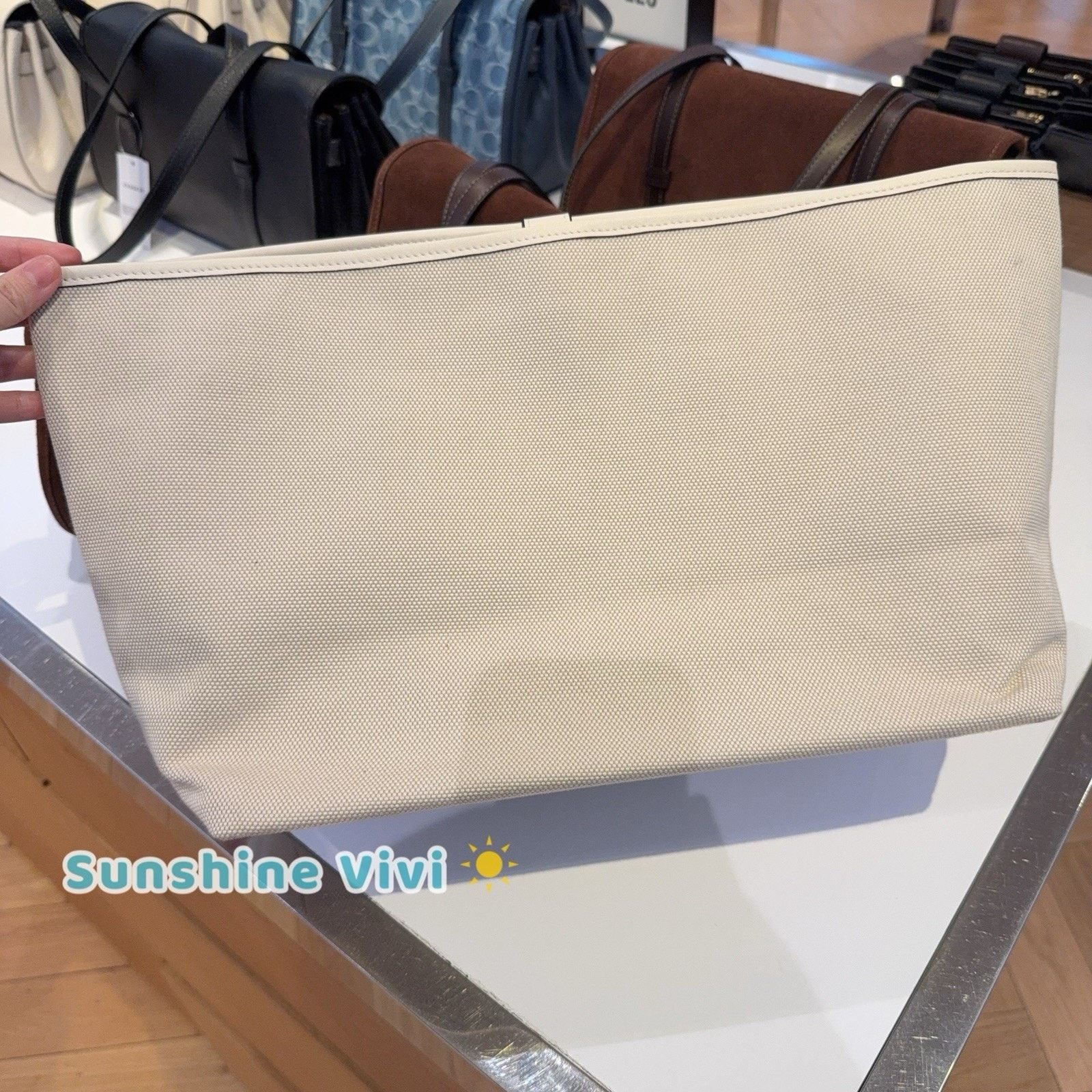Coach NWT Coach Large Tote Bag Insert Canvas Leather Chalk C4812 Size ONE SIZE - 1 Thumbnail
