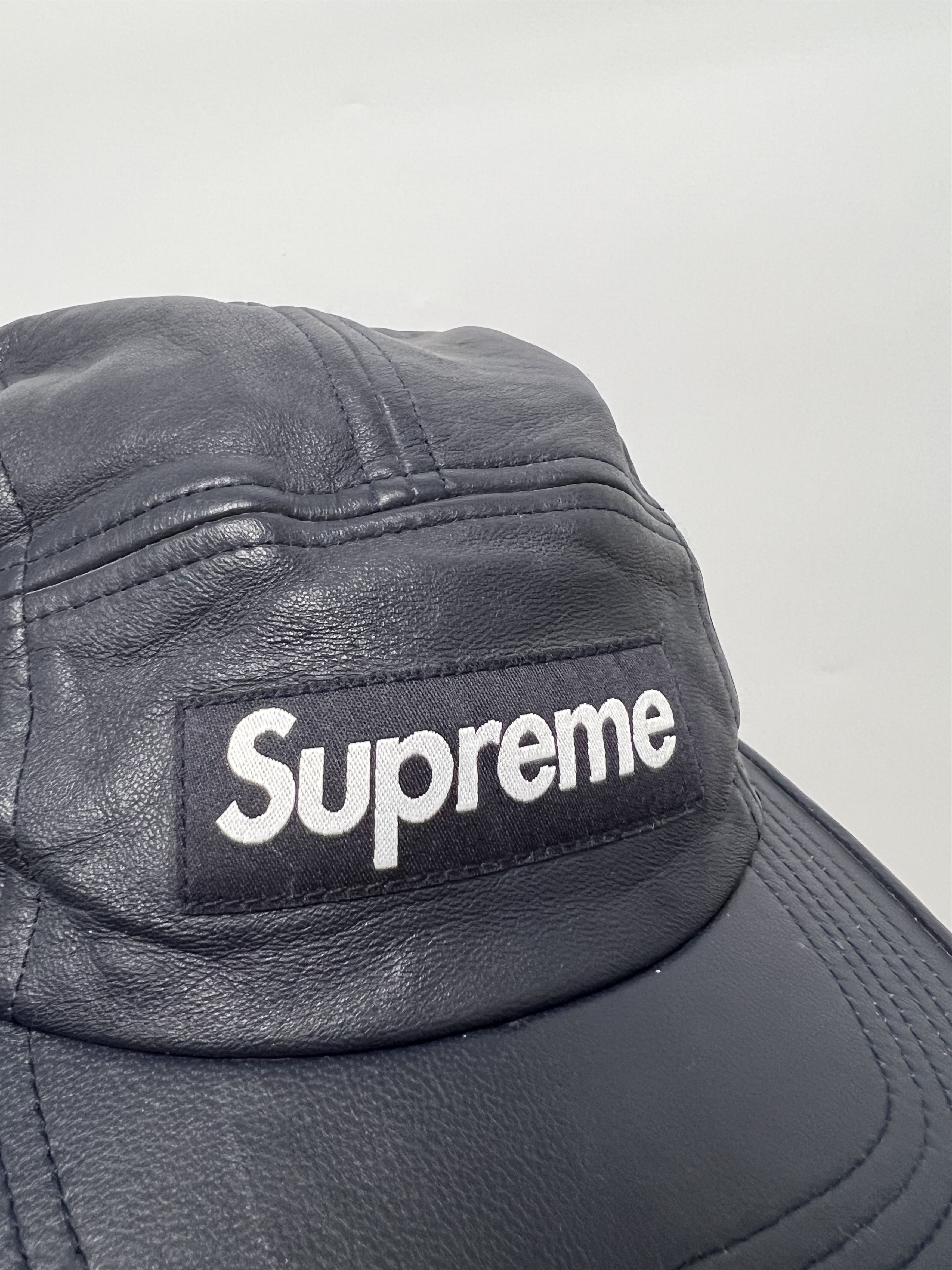Supreme Supreme Leather 5 Panel Camp Cap Navy Blue Size ONE SIZE - 6 Thumbnail