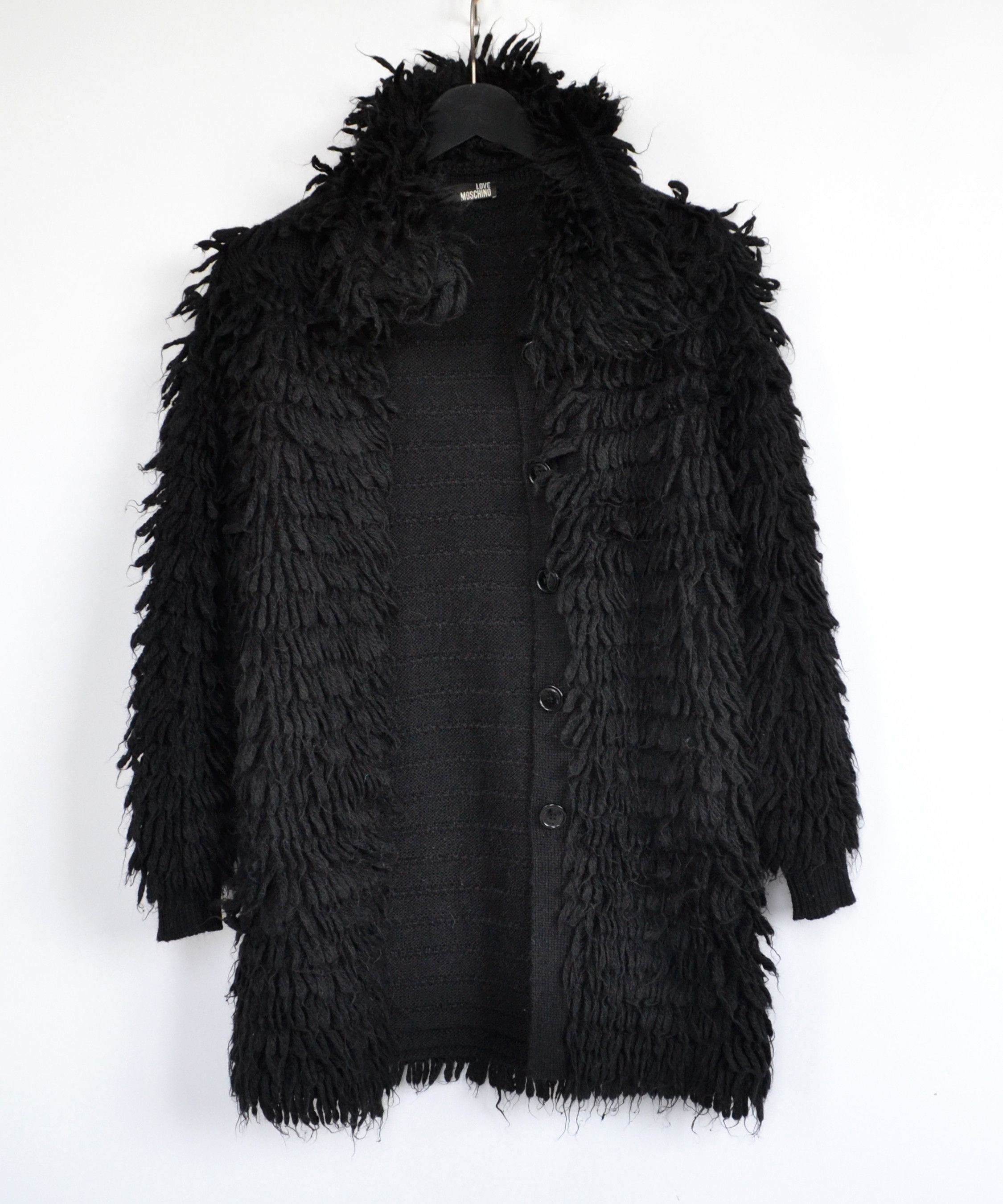 Moschino MOSCHINO Fringe Sweater Wool Cardigan Coat Jacket Black Size S / US 4 / IT 40 - 1 Thumbnail