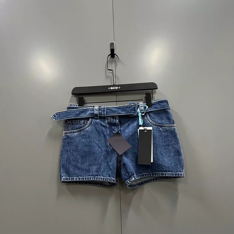 Prada Prada Blue belt denim shorts 2502-Nextarrow Size US 26 / EU 42 - 2 Thumbnail