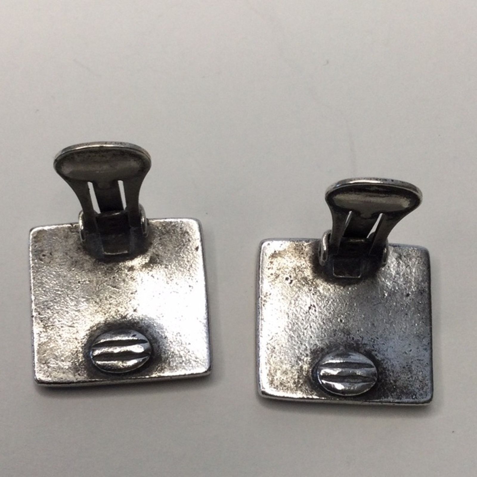 Other Square Geometric Green & Gray Vintage 1980's ClipOn Earrings Size ONE SIZE - 8 Thumbnail