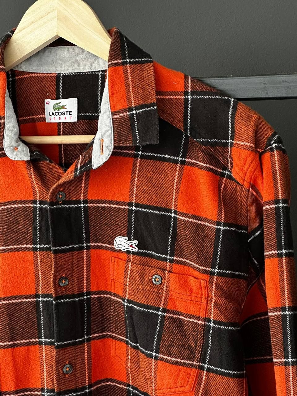 Lacoste × Vintage Lacoste Vintage Heavy Flannel Orange Shirt Size US L / EU 52-54 / 3 - 4 Thumbnail