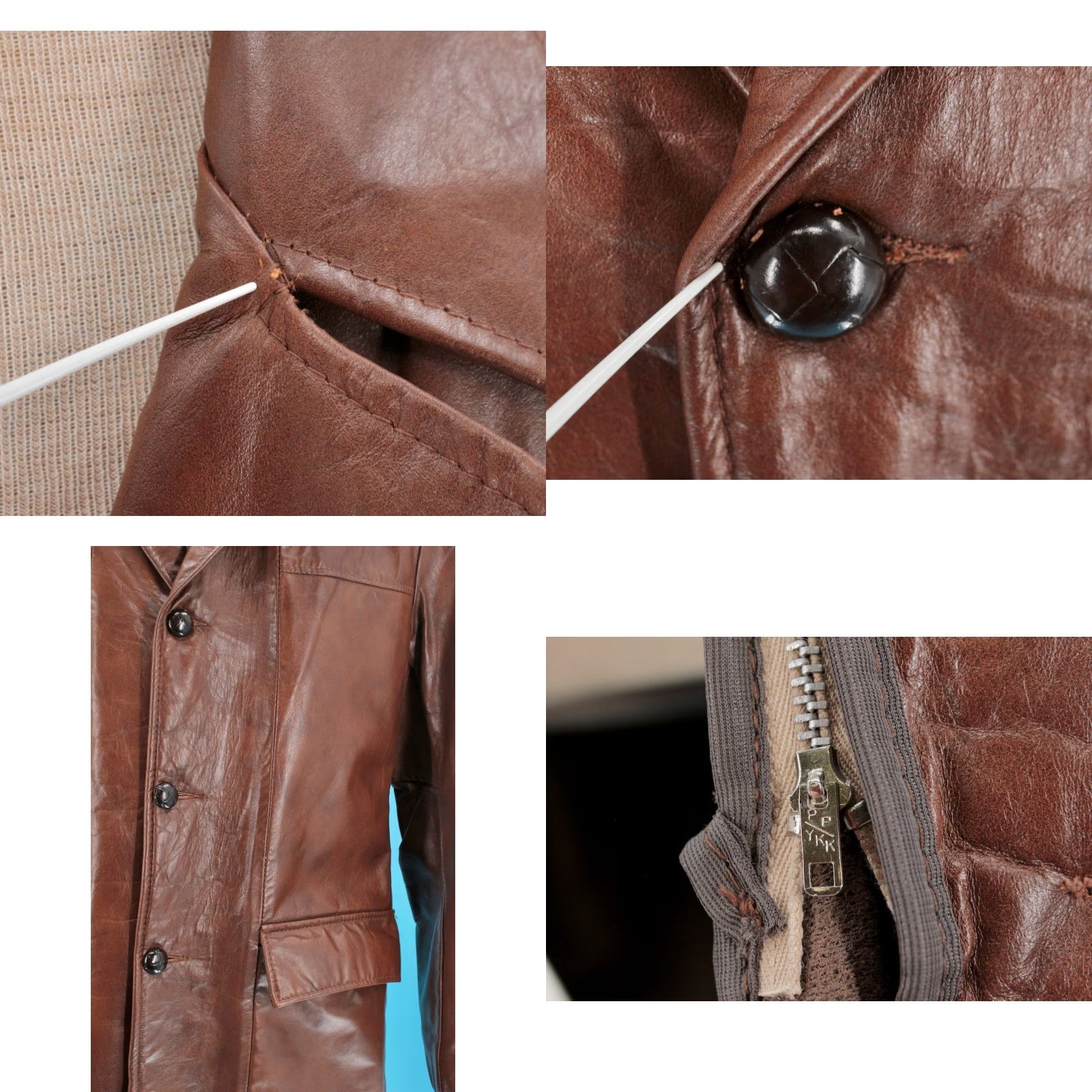 Vintage VINTAGE Mens 70s Leather Jacket Brown Sz 38 R 1970s The Leather Shop Disco Good condition Leather Shirt/Coat Mens Size US XXS / EU 40 - 9 Thumbnail