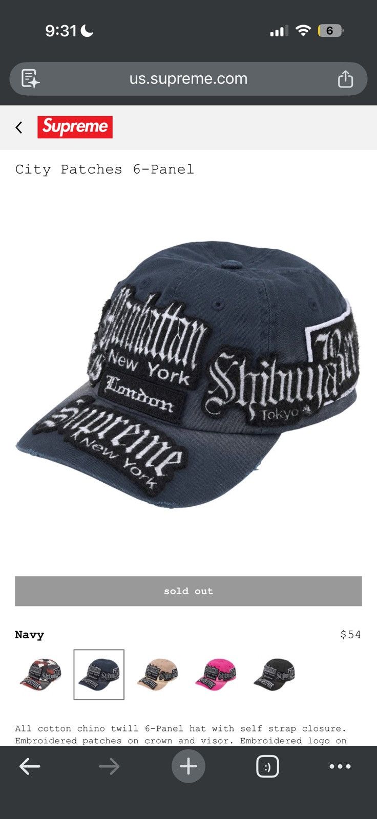 Supreme Supreme City Patches 6-Panel - navy Size ONE SIZE - 9 Thumbnail