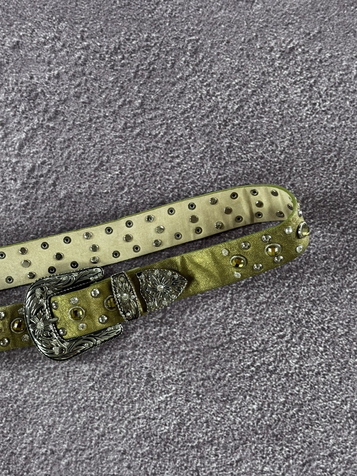 Japanese Brand Y2K Bb Simons Style Glamour Rhinestones Grunge Belt Size 30 - 3 Thumbnail