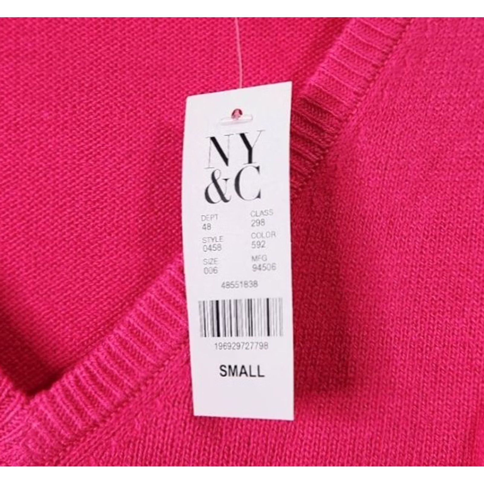 Vintage New York & Company NY&Co Womens S Sweater V-Neck Pullover Acrylic Pink Size S / US 4 / IT 40 - 4 Thumbnail