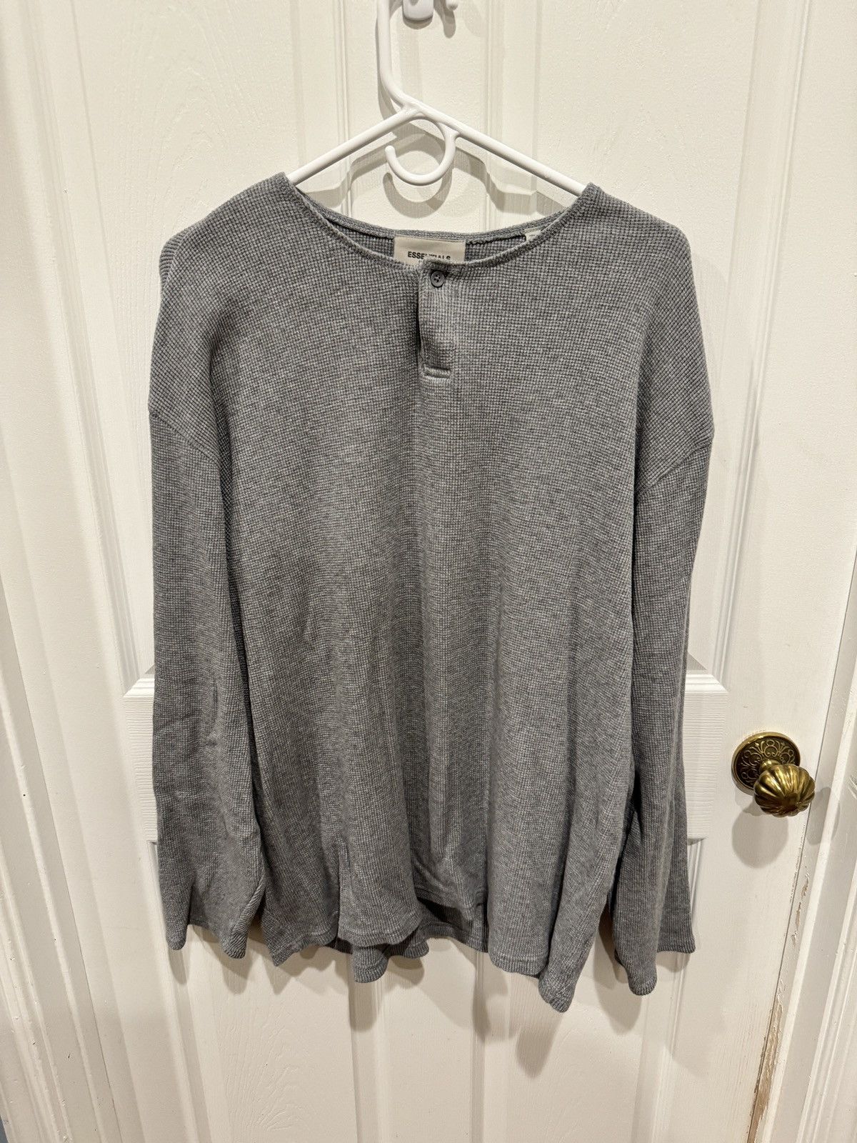 Fear of God Essentials Gray Waffle Long Sleeve Sweater XL