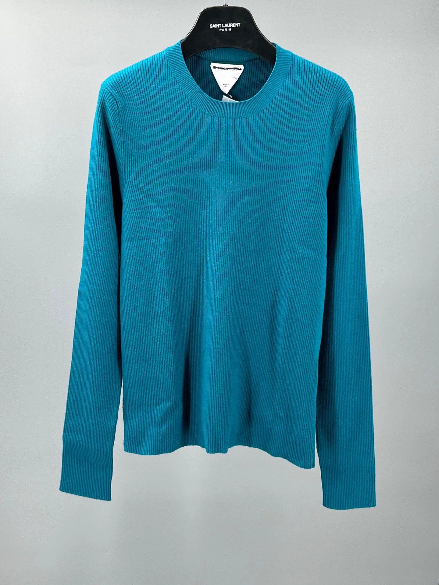 bottega veneta men's blue wool knit pullover