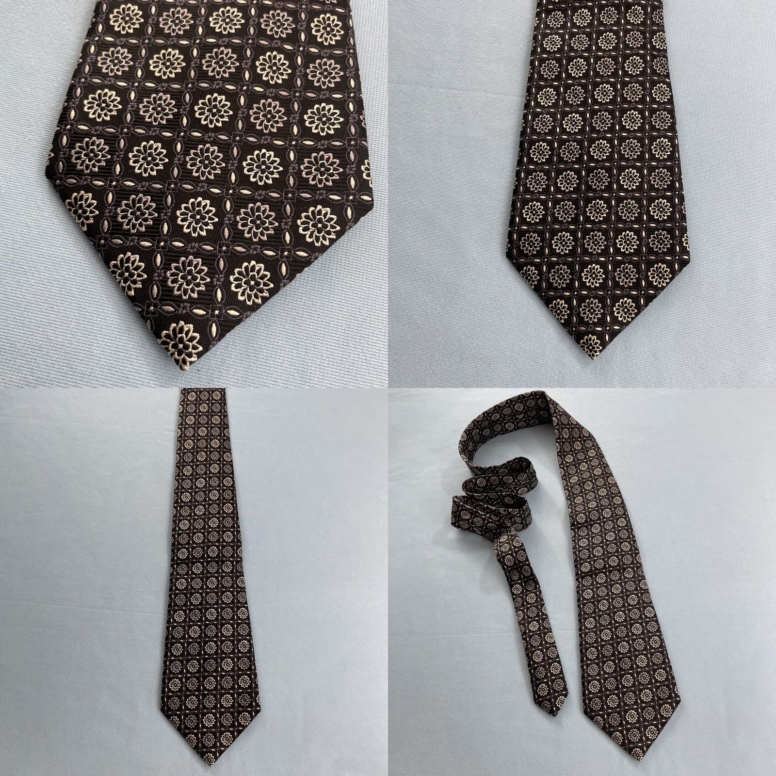 Vintage VINTAGE Necktie Silk Tie Deco Floral Woven Texture Blue White 4x60" Geometric Vintage Capsule Necktie Mens Size ONE SIZE - 9 Thumbnail