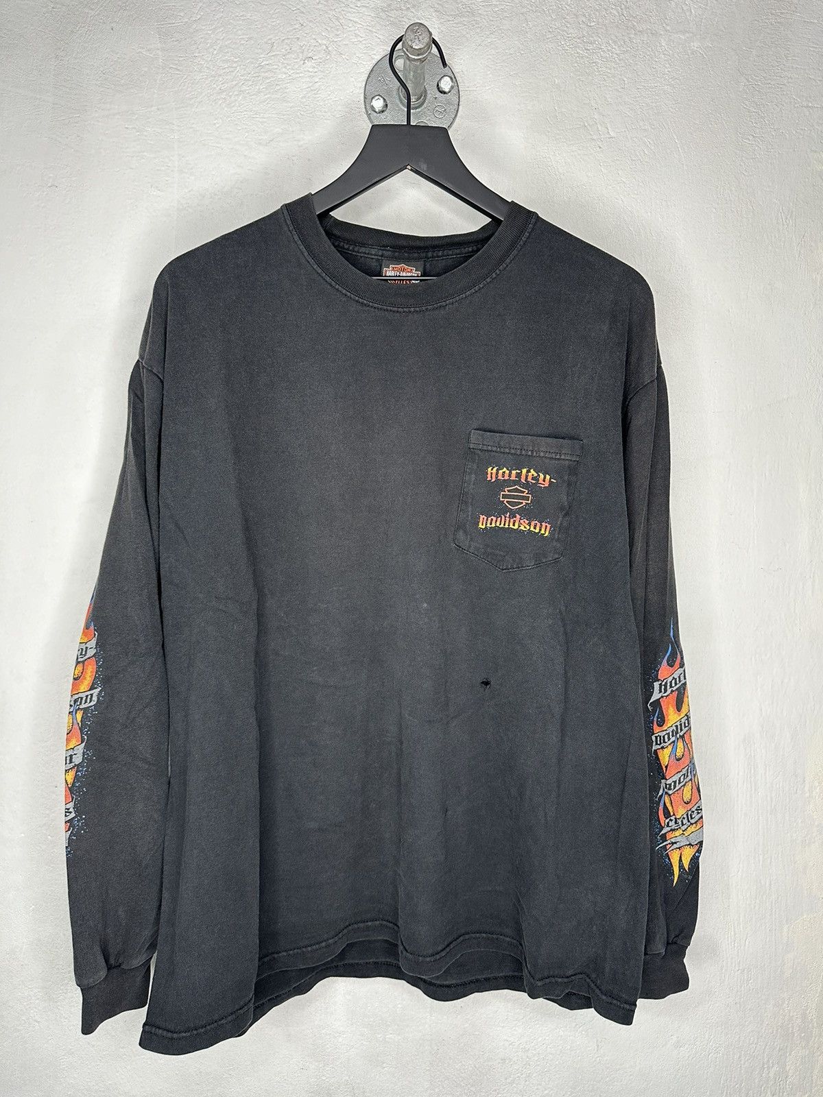 image of Harley Davidson Flames Longsleeve in Black, Men's (Size XL)