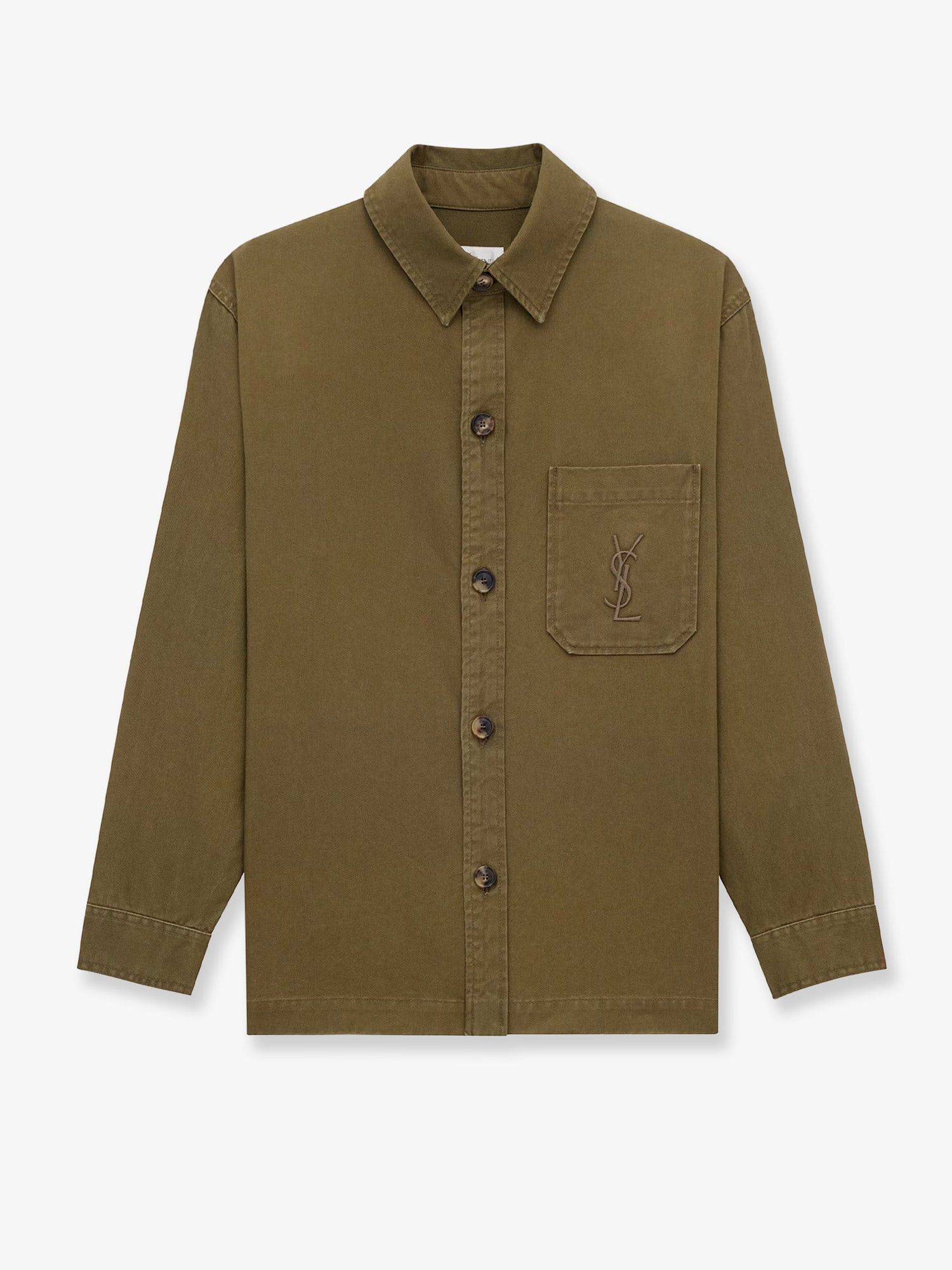 Saint Laurent Paris Cotton And Linen Shirt With Embroidery Size L / US 10 / IT 46 - 1 Thumbnail