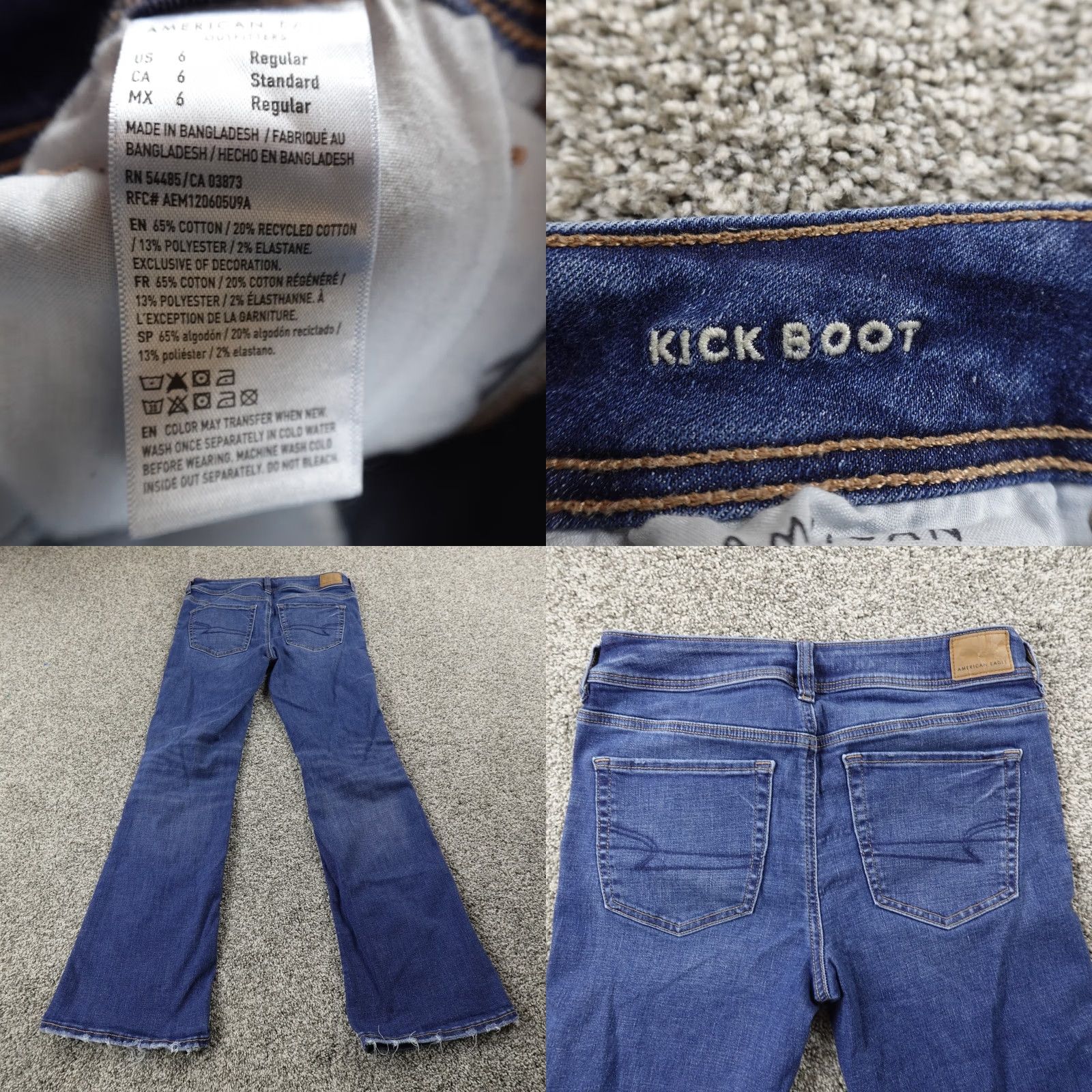 American Eagle Outfitters American Eagle Jeans Womens 6 Dark Blue Denim Kick Boot Low Rise Stretch Pants Size 28" / US 6 / IT 42 - 8 Thumbnail