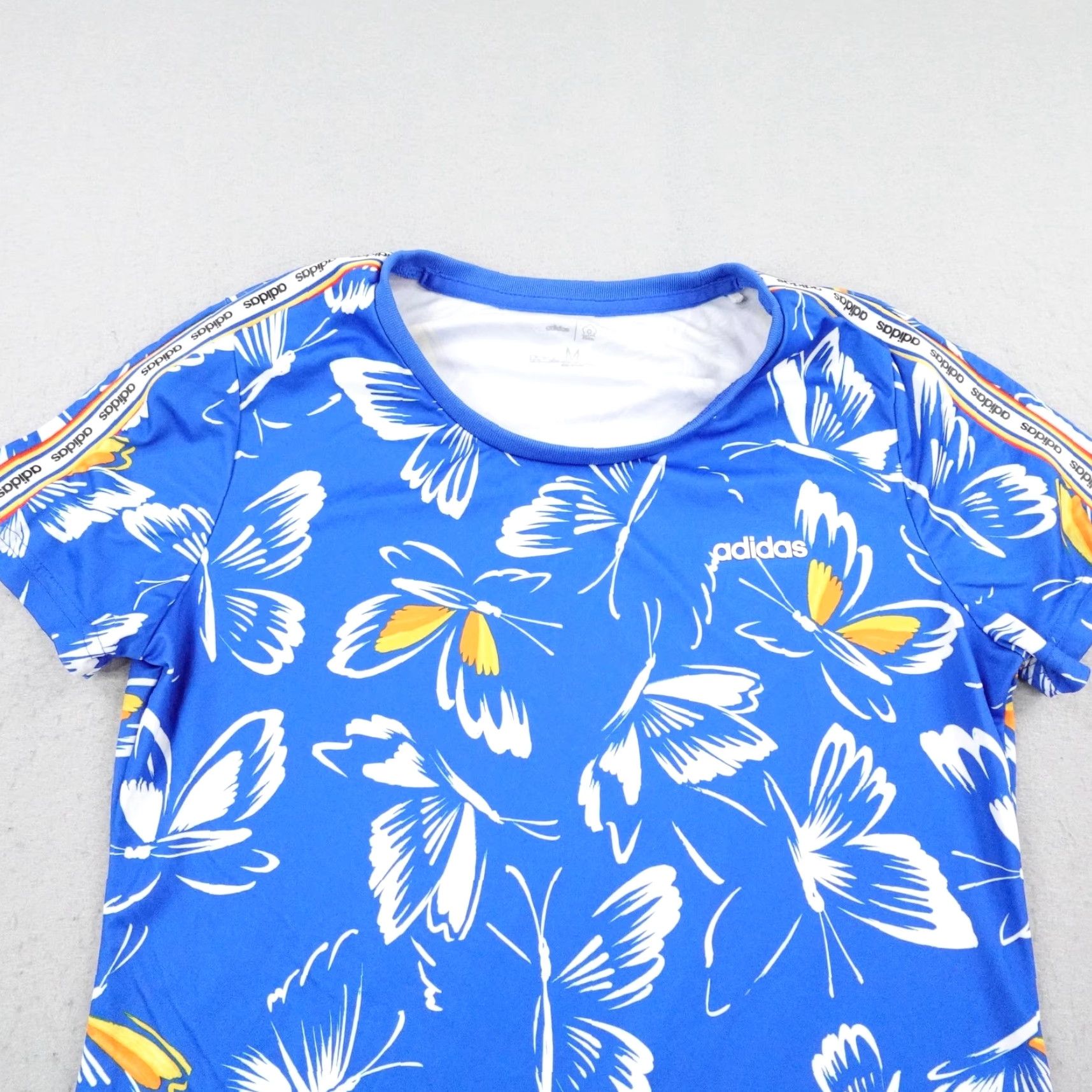 Adidas Adidas Dress Womens Medium Blue White Butterfly Print Mini Short Sleeve Crew Neck T-Shirt Dress Size 32" / US 10 / IT 46 - 2 Thumbnail