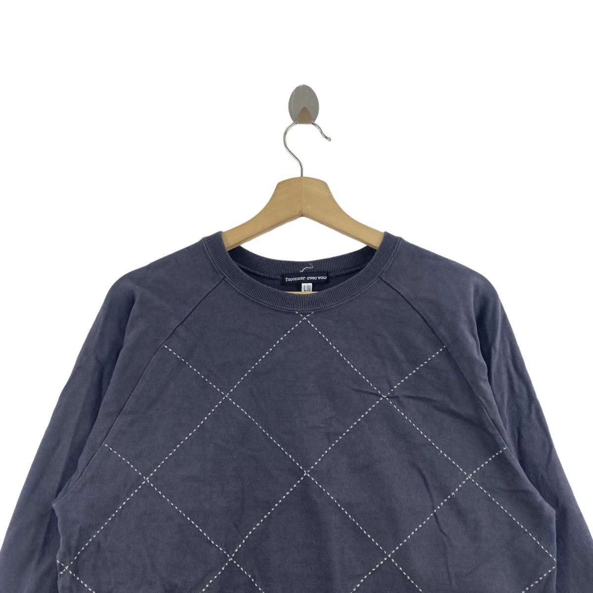 Other FACONIER AVEC VOUS French Designer Checked Design Sweatshirt Size US L / EU 52-54 / 3 - 2 Thumbnail