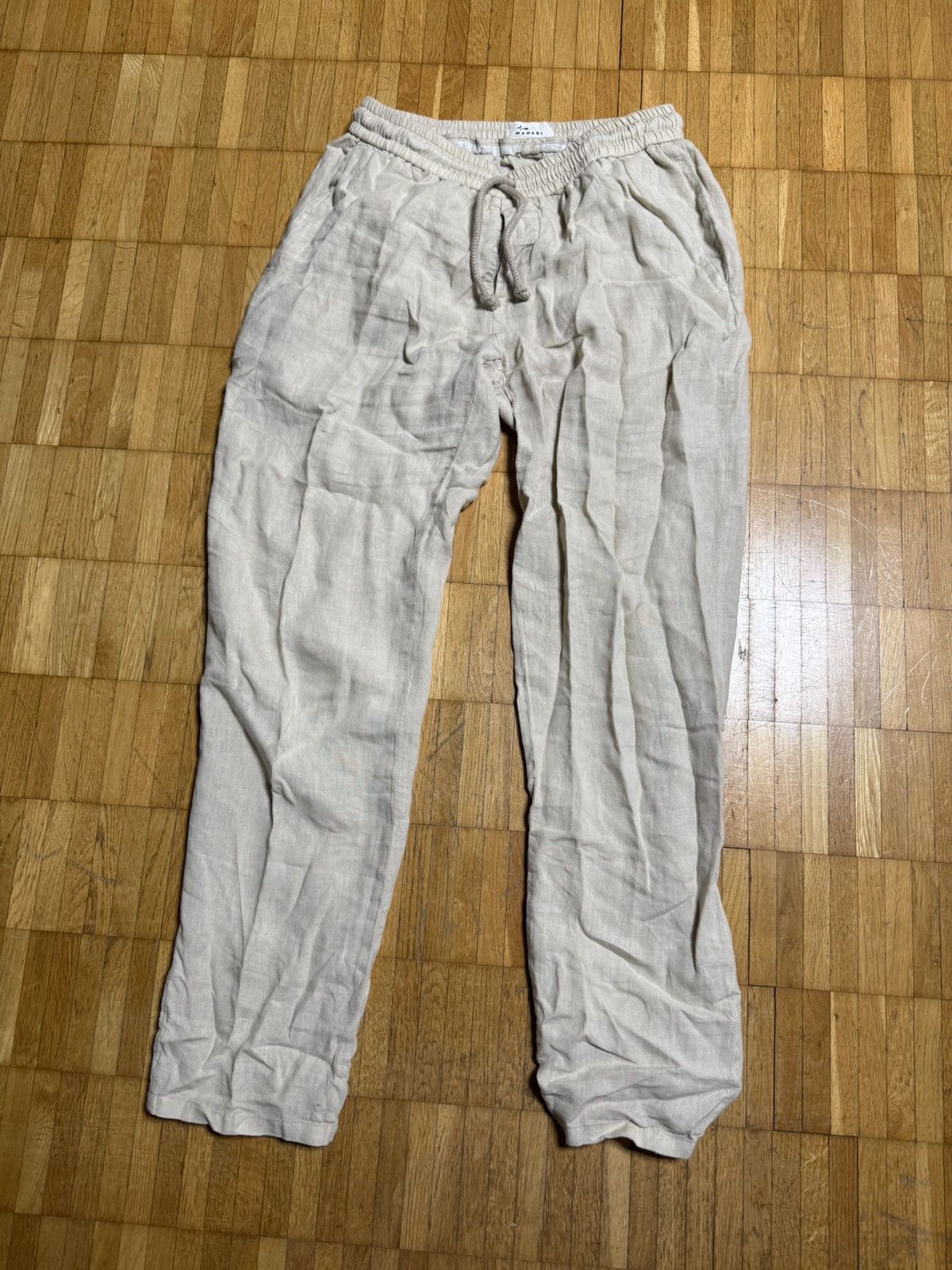 Manebi Manebi Linen Drawstring Pants Beige Made in Italy Size EU48 Size US 32 / EU 48 - 1 Thumbnail