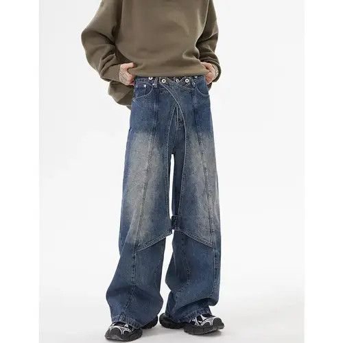 Japanese Brand Vtg Streetwear Patchwork Style Loose Straight Wash Size US 32 / EU 48 - 2 Thumbnail