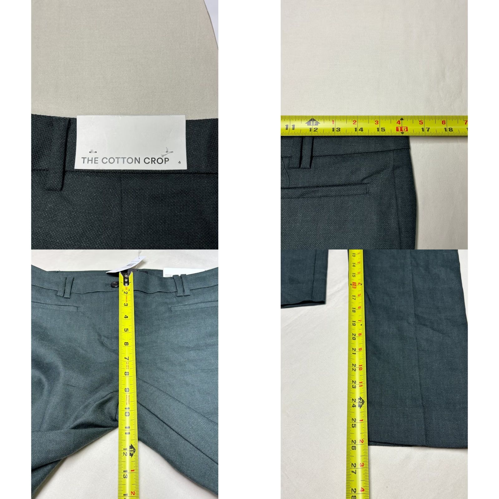 Ann Taylor NWT Ann Taylor The Cotton Crop Pants Green Linen Blend Mid Rise Womens 4 W32 L26 Size 27" / US 4 / IT 40 - 8 Thumbnail