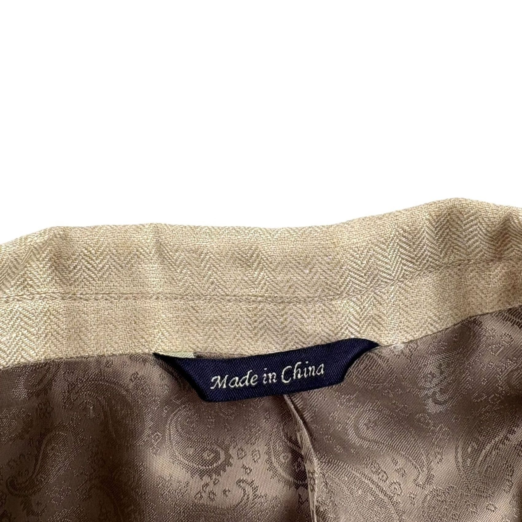 Vintage Alan Flusser Men’s Linen Blazer Jacket Tan 48L Size 48R - 5 Thumbnail