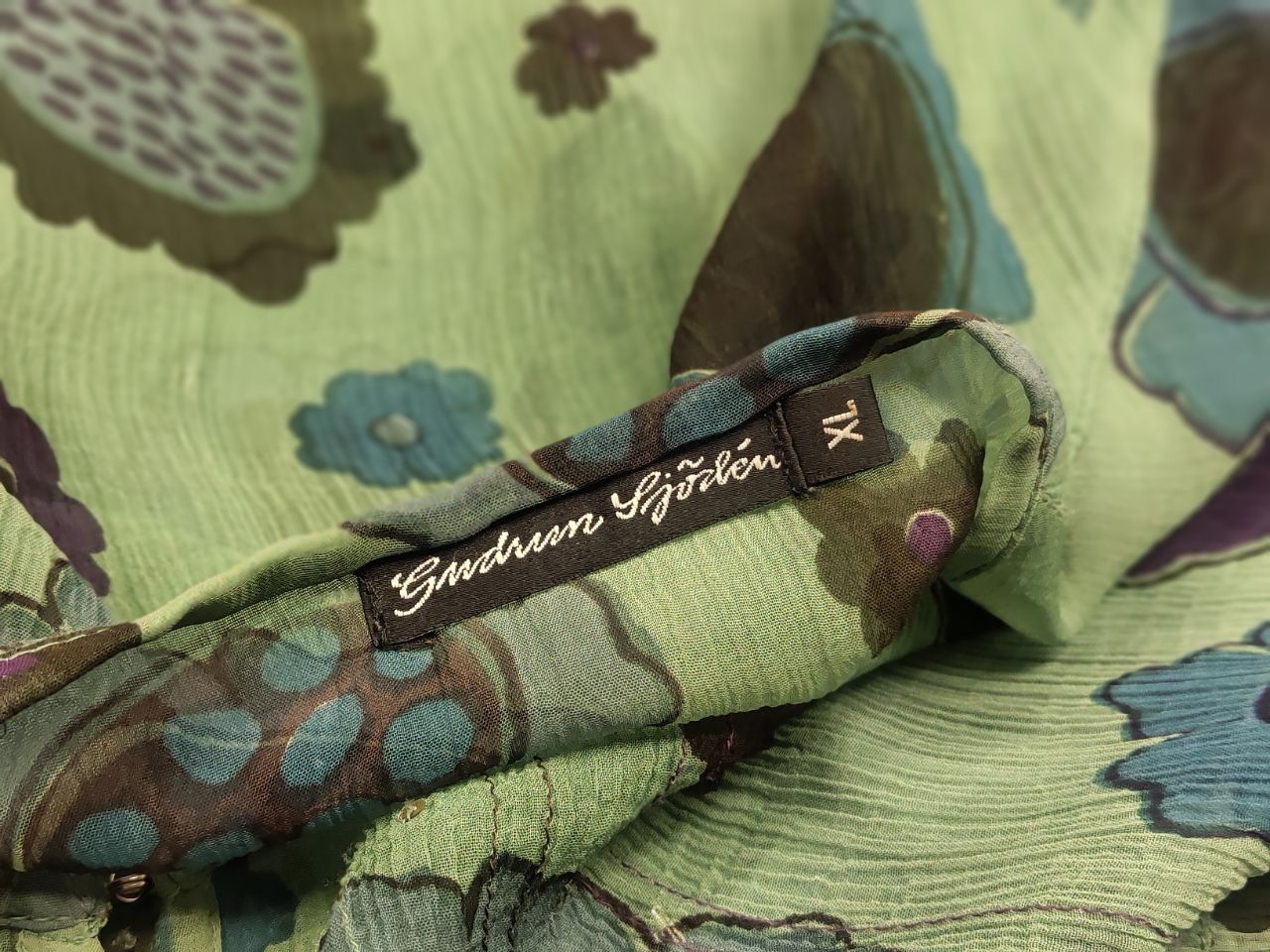Gudrun Sjoden Gudrun Sjödén Floral print green Light blouse tunic Size XL / US 12-14 / IT 48-50 - 14 Thumbnail