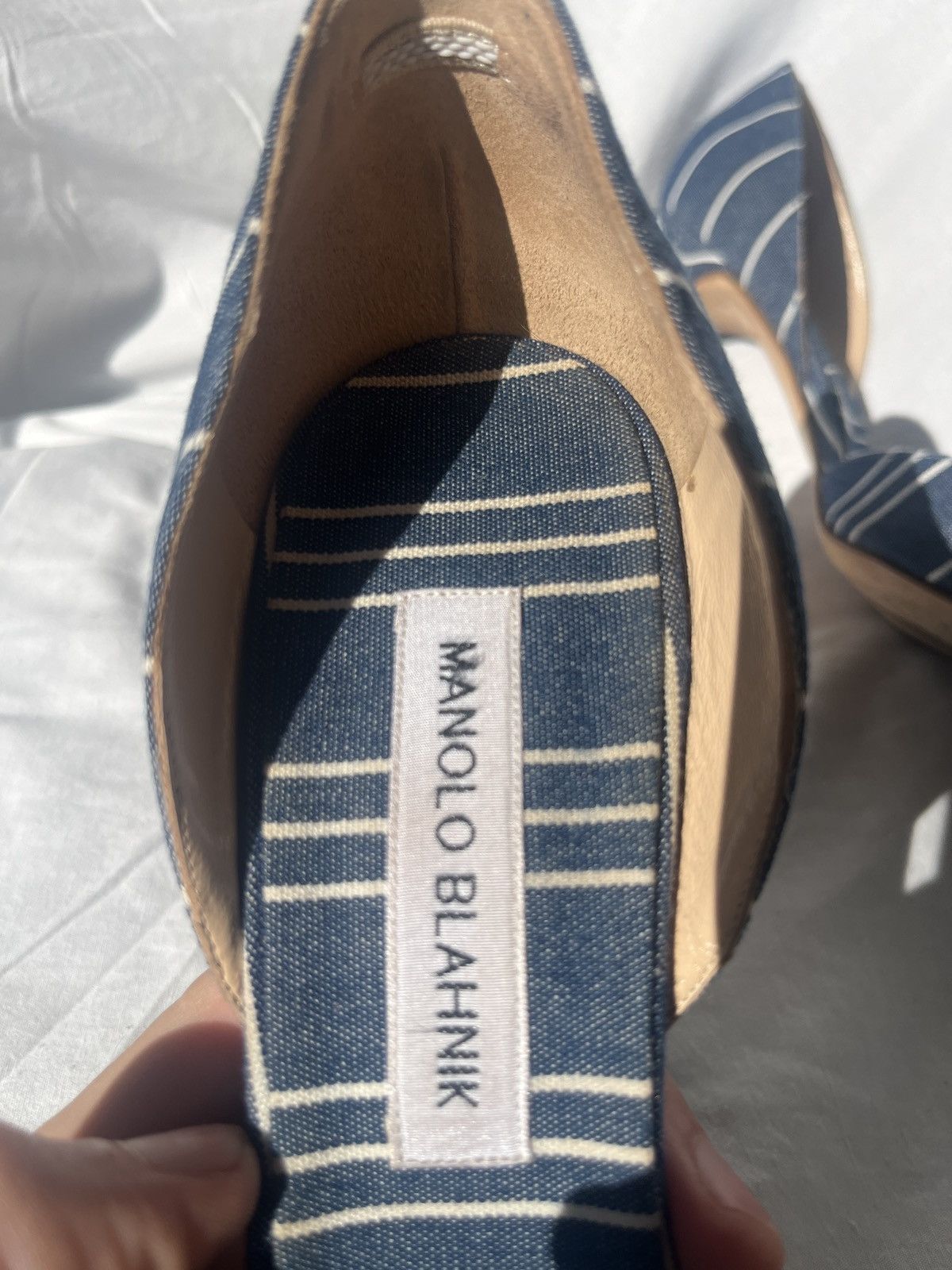 Manolo Blahnik Striped canvas slip on pumps Size US 10 / IT 40 - 8 Thumbnail