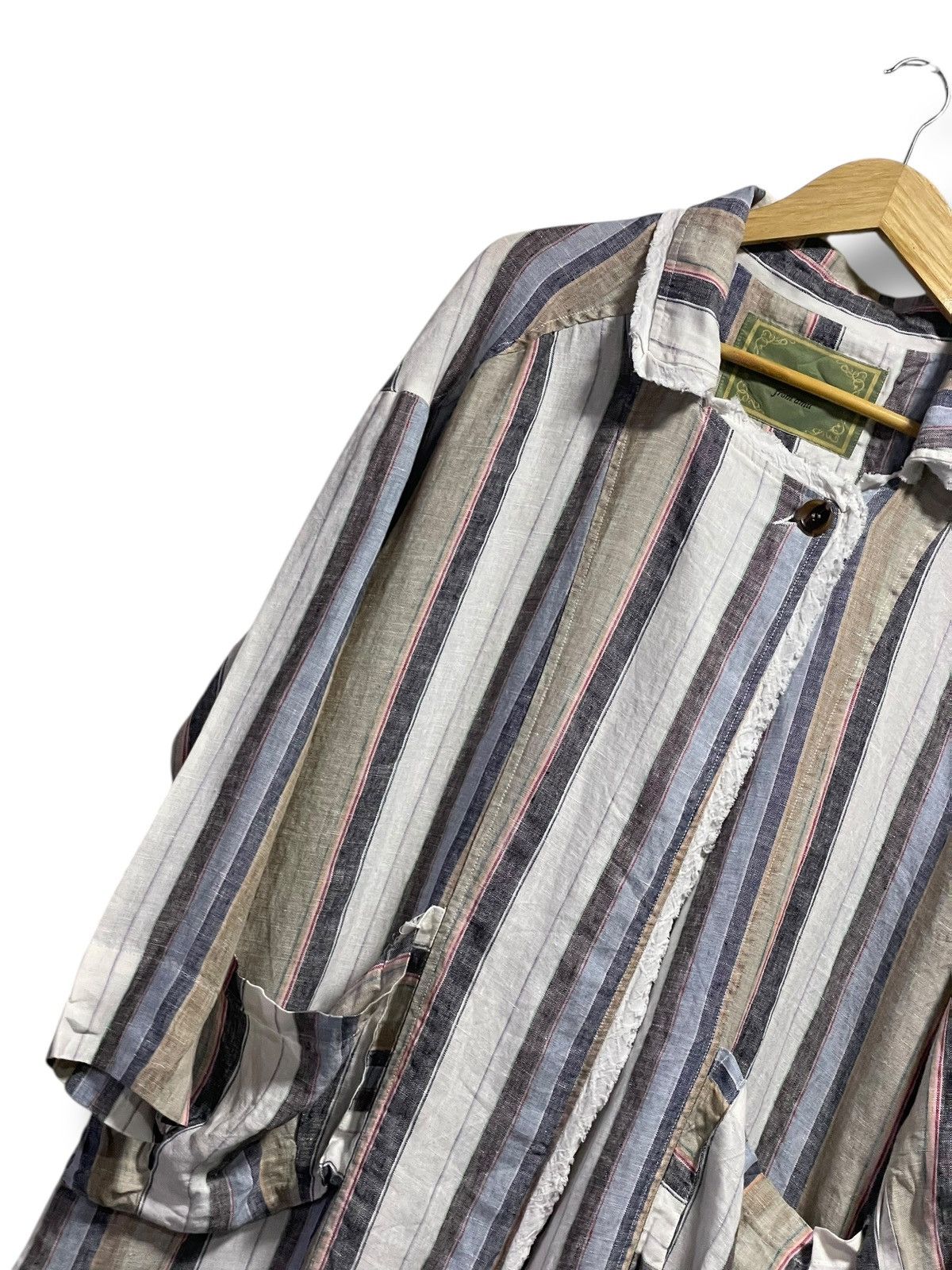 Japanese Brand × Vintage ANGELINA FROM AMU Brand Striped Long Outerwear (114) Size M / US 6-8 / IT 42-44 - 2 Thumbnail