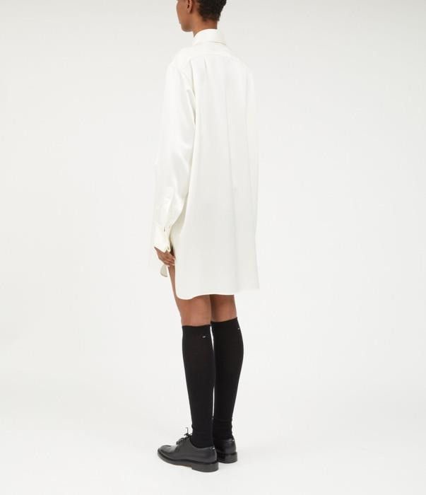 Maison Margiela o1bcso1str0526 Long Silk Shirt in White Size S / US 4 / IT 40 - 4 Thumbnail