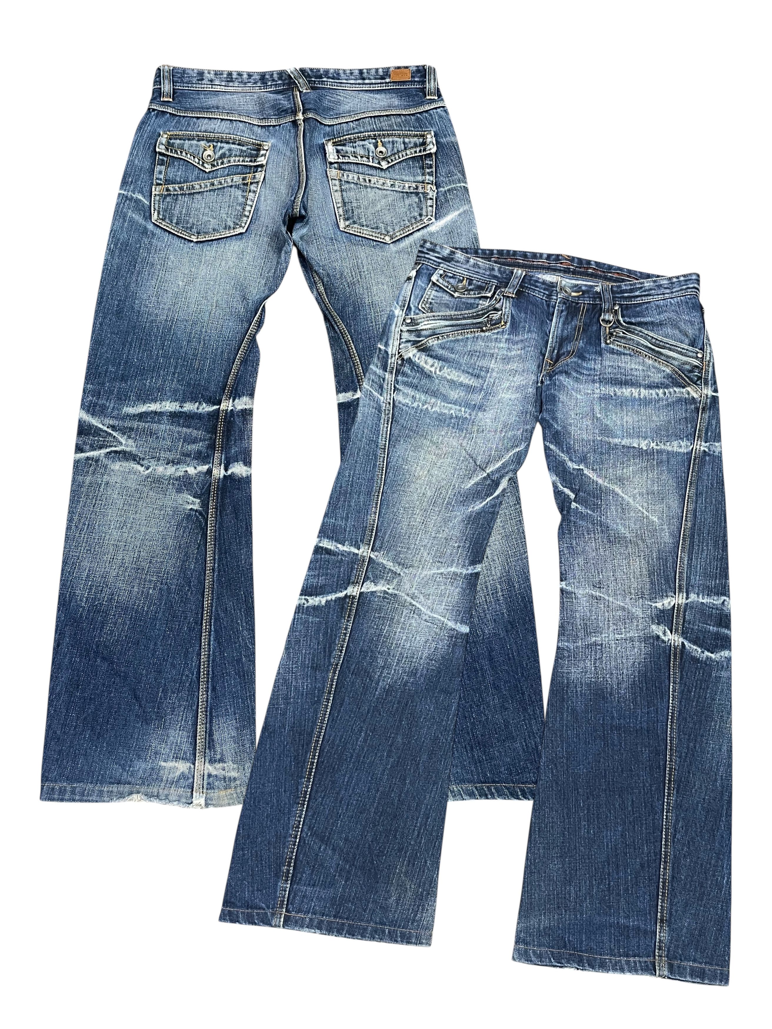 Nicole Club Nicole Club For Men Japan Flare Jeans - Distressed Acid Wash Size US 31 - 1 Thumbnail