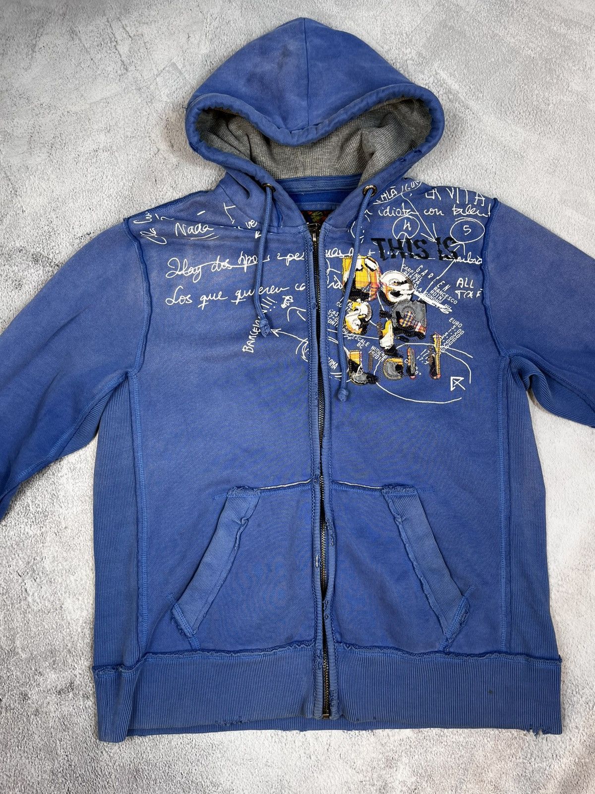 Desigual × Japanese Brand Vintage Y2K Desigual faded big logo zip hoodie trashed style Size US XL / EU 56 / 4 - 3 Thumbnail