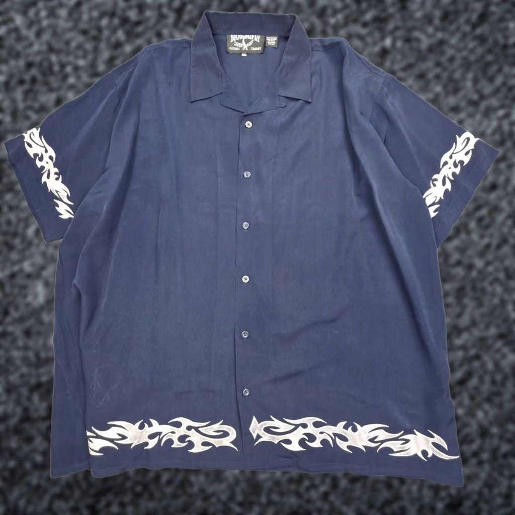 Vintage VINTAGE Dragonfly Shirt Men's 3X Blue Button Up Shirt Dragon Flames Biker Y2K Punk Size US XXL / EU 58 / 5 - 1 Thumbnail