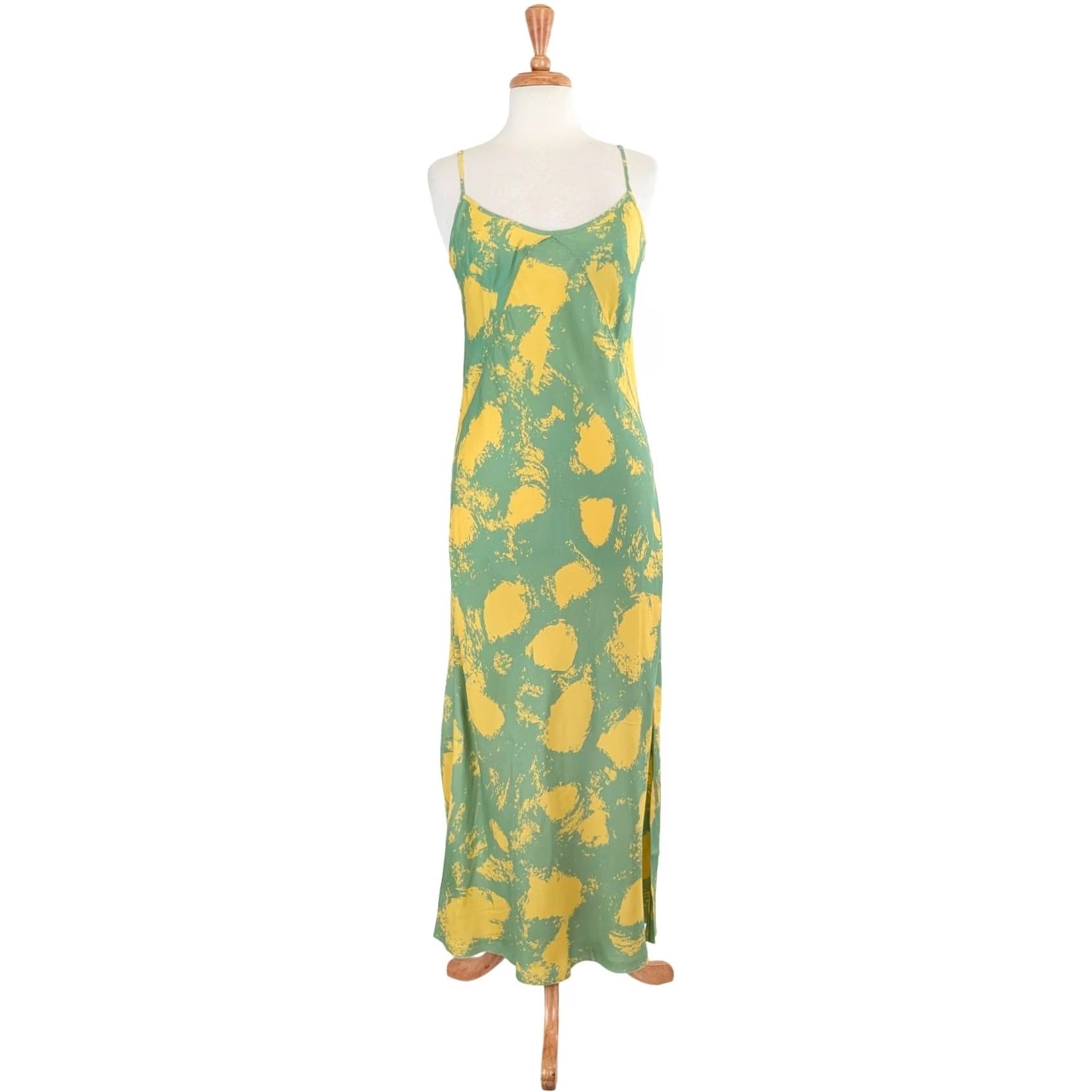 Brain Dead Brain Dead Dot Slip Dress Women’s Midi Slip Dress Lime L Adjustable Straps Sleeveless Spaghetti Neckline Daytime Casual Workwear Size L / US 10 / IT 46 - 5 Thumbnail