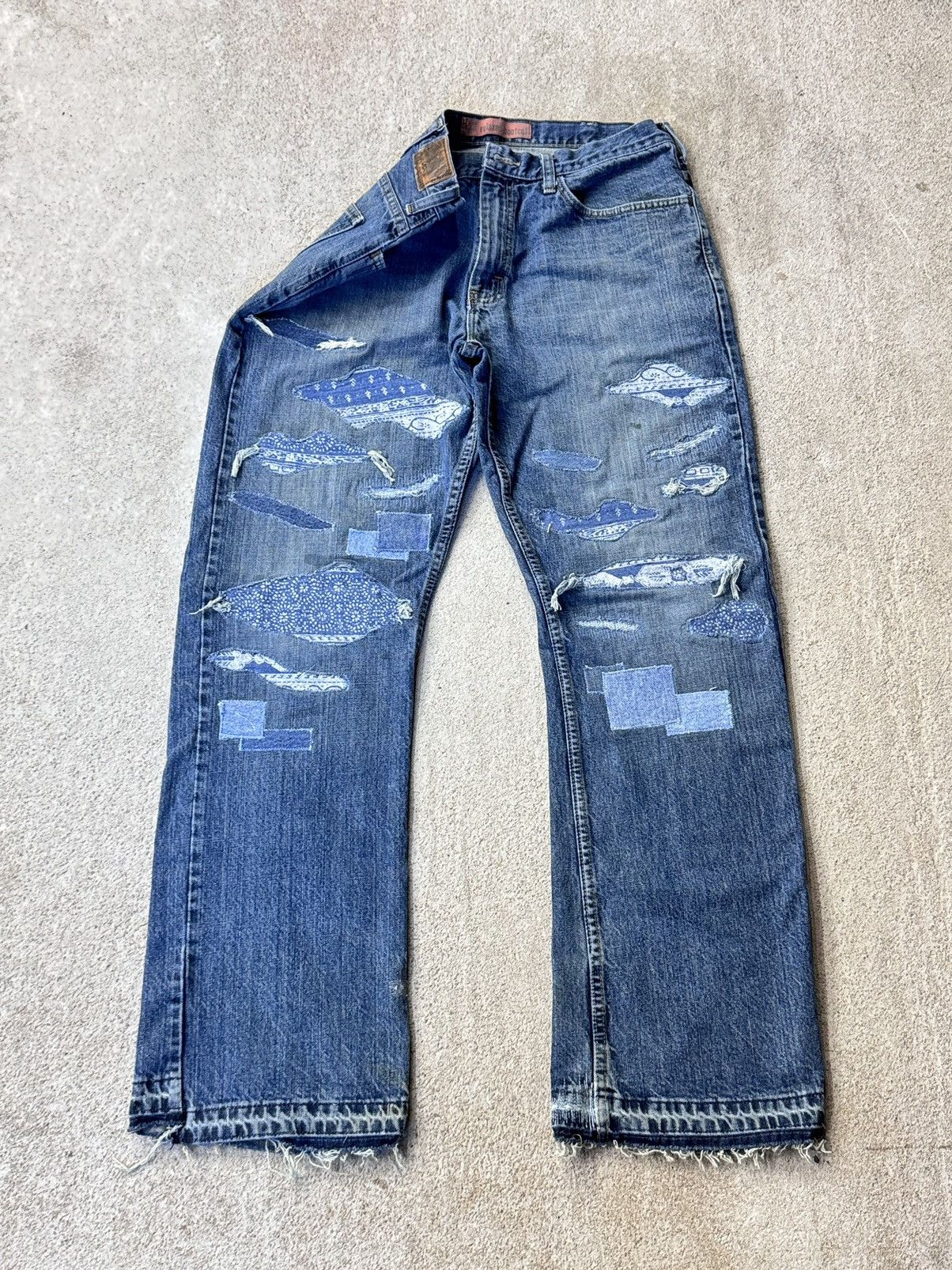 Japanese Brand × Lee × Levi's Vintage Clothing Vintage Lee Bootcut Jeans 32x31 Distressed Boro Repair Patch Size US 32 / EU 48 - 1 Thumbnail