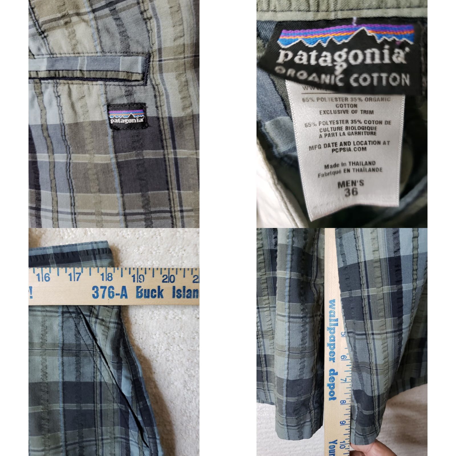 Patagonia VINTAGE Patagonia Shorts Mens 36x10 Gray Green Blue Plaid Organic Cotton Cargo Size US 36 / EU 52 - 8 Thumbnail