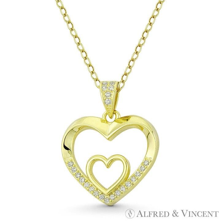 Other Double-Heart CZ Accent Pendant in .925 Sterling Silver Size ONE SIZE - 1 Preview