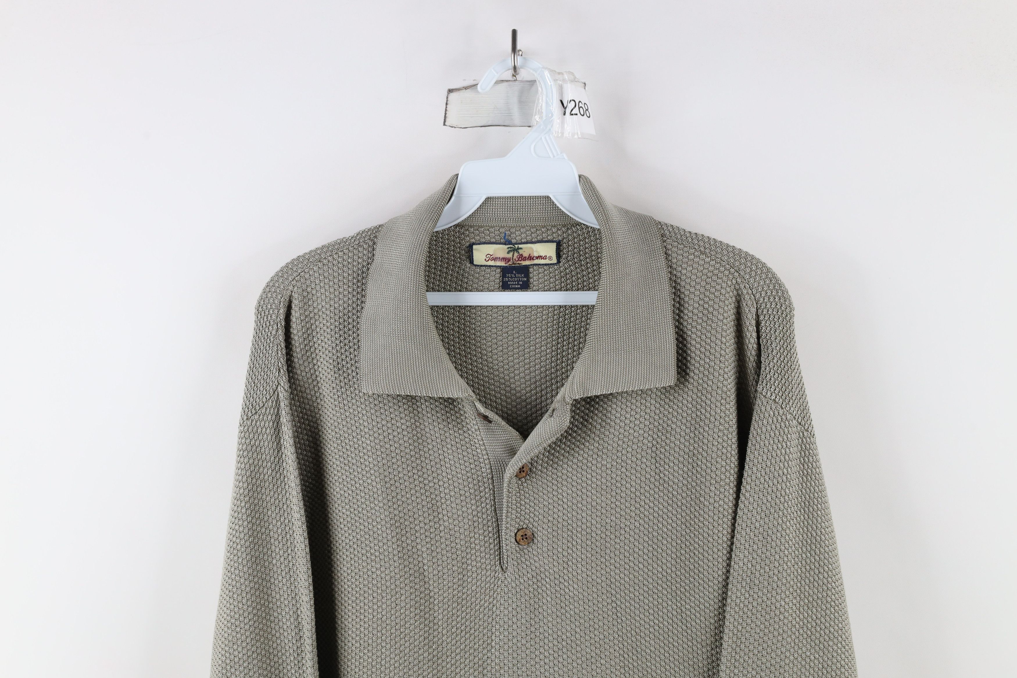 Tommy Bahama × Vintage Vintage 90s Tommy Bahama Waffle Knit Long Sleeve Polo Size US L / EU 52-54 / 3 - 2 Thumbnail