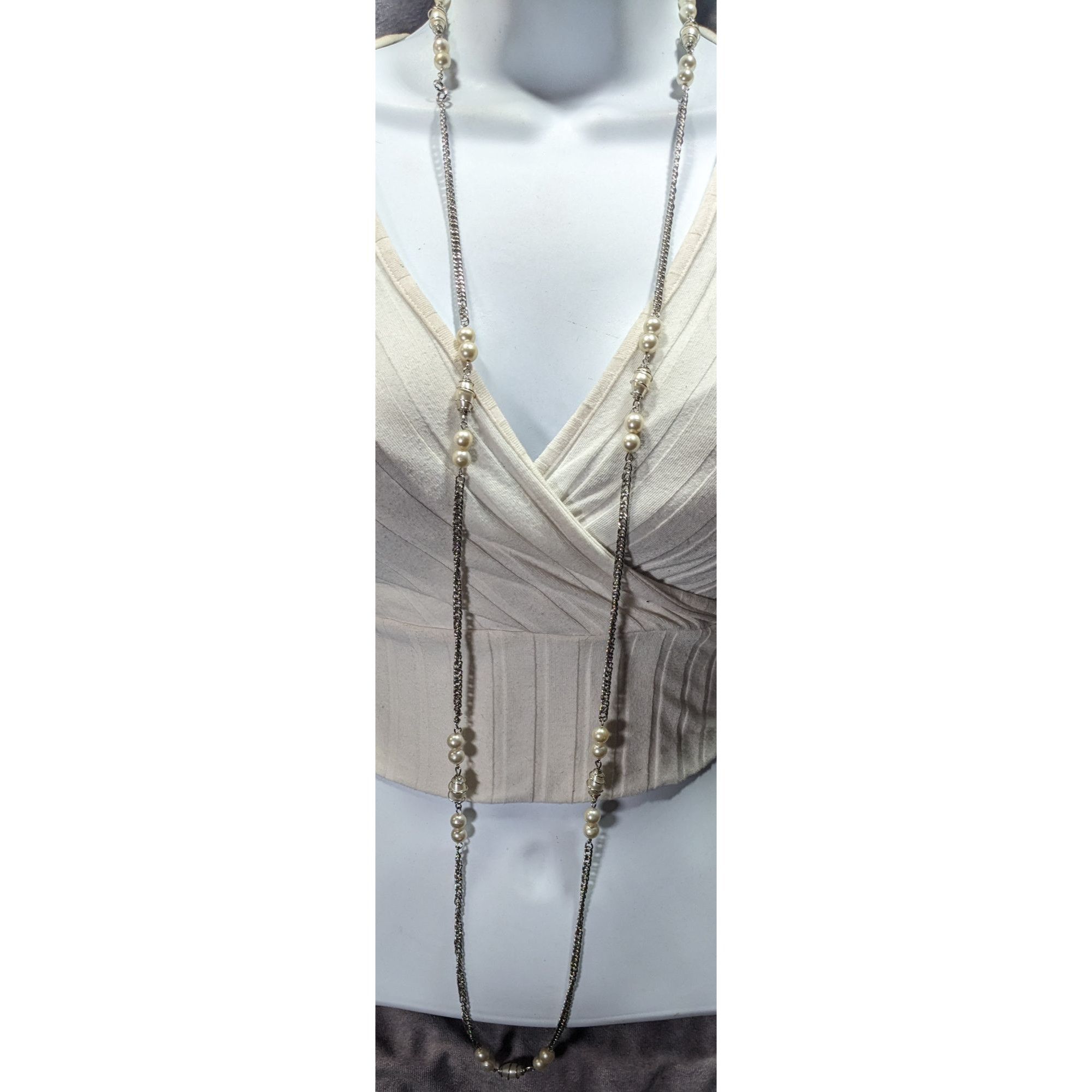 Other Vintage Wire Wrapped Faux Pearl Station Necklace Size ONE SIZE - 2 Thumbnail