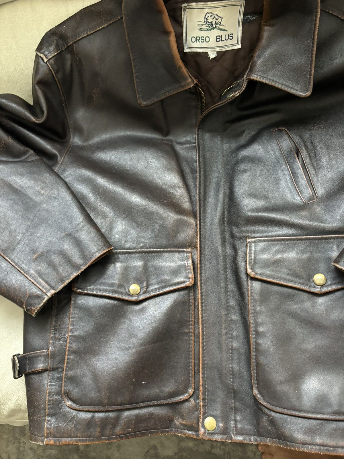Vintage Vintage ORSO BLUS Aviator Leather Jacket size CL Size US XL / EU 56 / 4 - 2 Thumbnail
