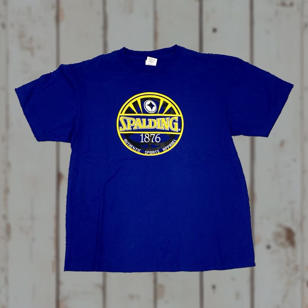 Spalding VINTAGE Spalding Shirt L Blue Basketball Athletic NBA 90s Mens Short Sleeve Crew Neck Cotton Knit Graphic Print All Seasons"} Size US L / EU 52-54 / 3 - 1 Thumbnail