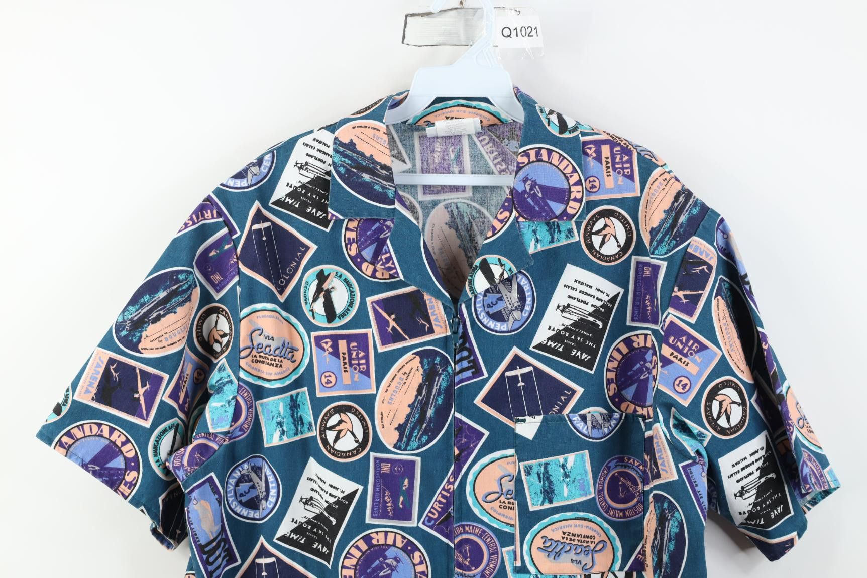 Vintage Deadstock Vintage 90s Airplane Stamp Camp Zip Shirt Jacket Size US M / EU 48-50 / 2 - 2 Thumbnail