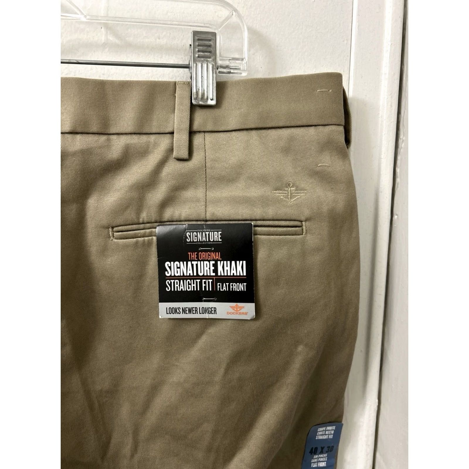 Dockers VINTAGE Dockers Signature Khaki Pants Mens 40x30 Tan Beige Straight Fit Flat Front NWT Size US 40 / EU 56 - 4 Thumbnail