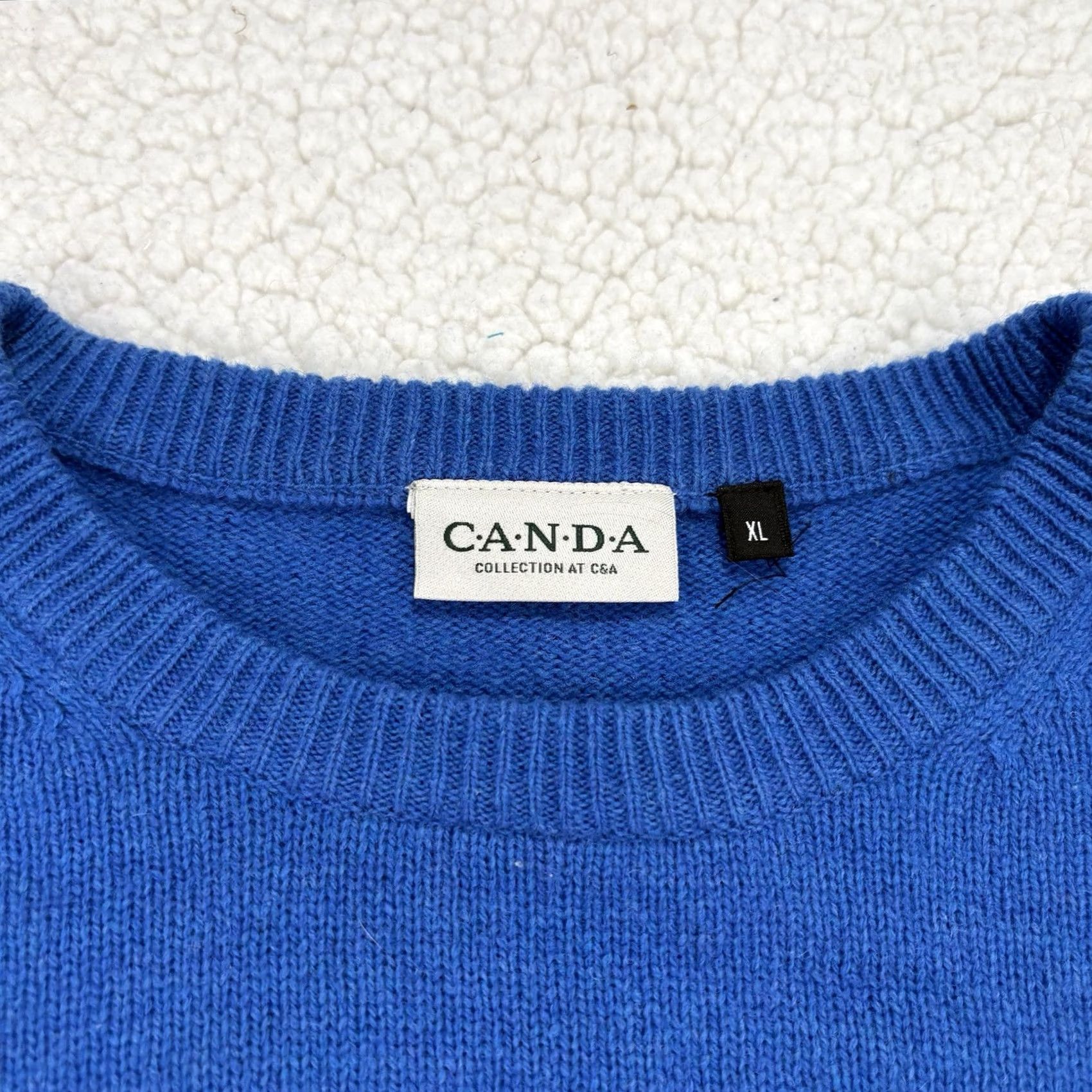 C&A VINTAGE Canda Mens XL Pure New Wool Woolmark Sweater Blue Crew Neck Preppy 90s Classic Pullover Sweat er Size US XL / EU 56 / 4 - 3 Thumbnail