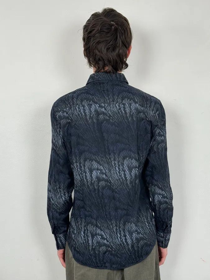 Versace 2000s Versace Black & Navy Waves Abstract Shirt Size US S / EU 44-46 / 1 - 3 Thumbnail